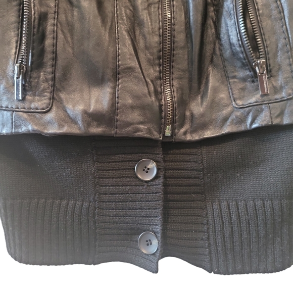 BCBG Max Azria leather biker vest black silver zippers quilted detailing edgy - Picture 7 of 11